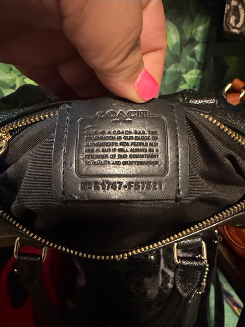 Coach Black Textured Leather Bowling Bag with Gold Hardware - Picture 5 of 5